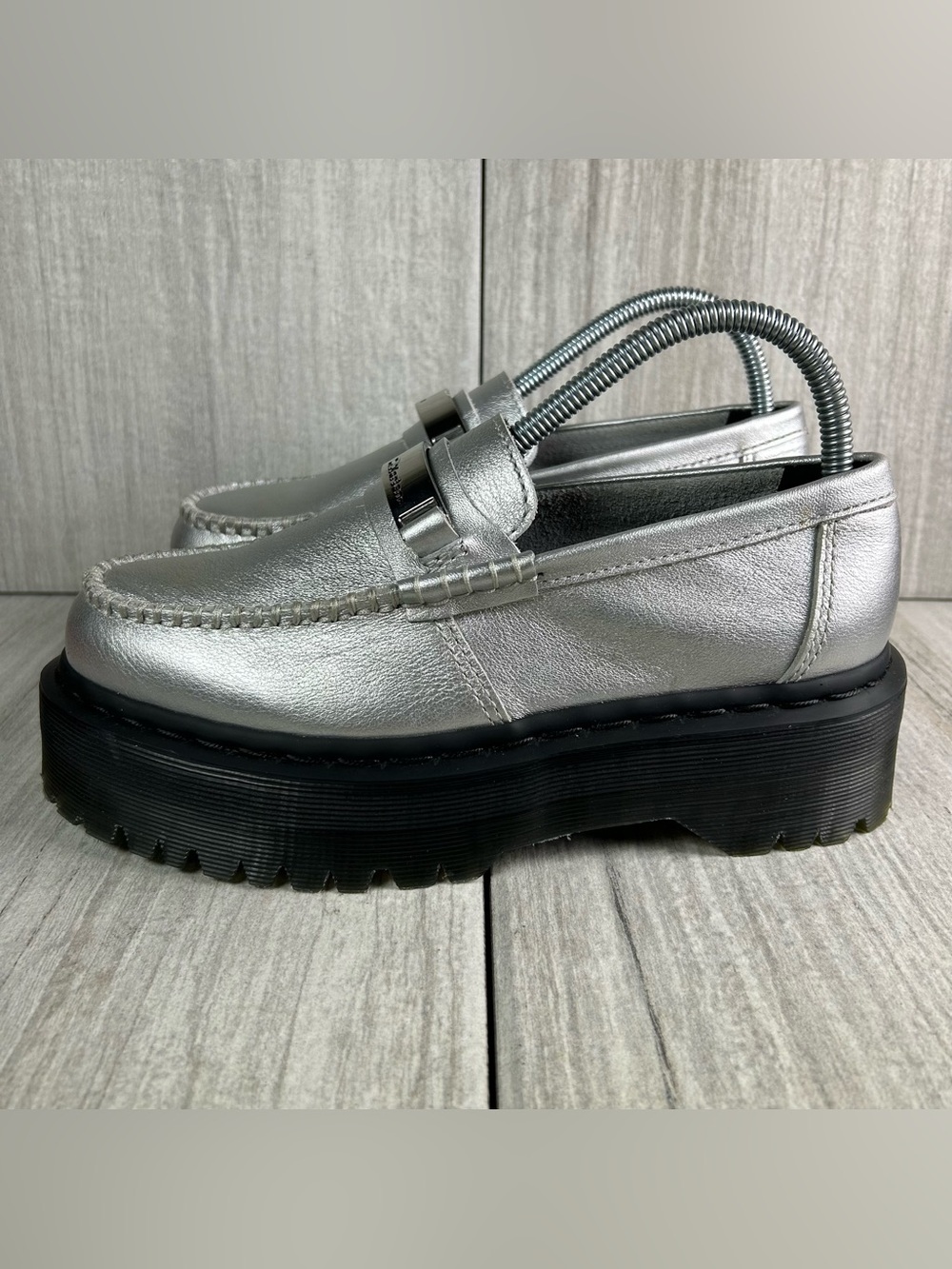 NEW Dr. Martens Docs Penton II Quad Platform  Loafer Shoe Silver Women’s Size 7